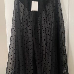 Reformation Sheer Black Polka Dot Maxi Skirt